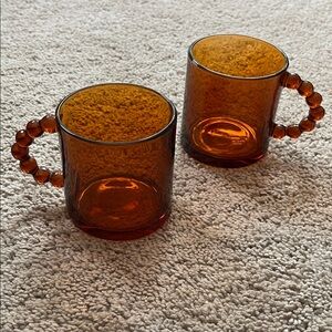 Groovy Amber Glass Mugs Set